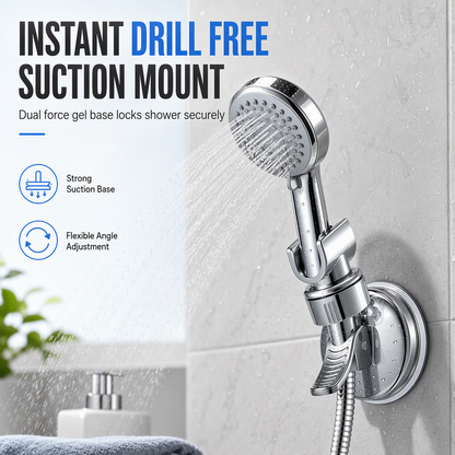 ⏳🔥LIMITED-TIME 50% OFF! ⏰🚿 Adjustable Suction Cup Shower Head Holder: Drill-Free, Multi-Angle Neck, Strong Grip, Universal Fit for Bathroom Tiles💦