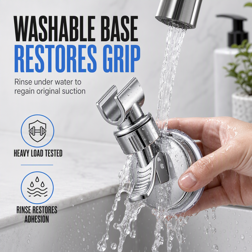⏳🔥LIMITED-TIME 50% OFF! ⏰🚿 Adjustable Suction Cup Shower Head Holder: Drill-Free, Multi-Angle Neck, Strong Grip, Universal Fit for Bathroom Tiles💦