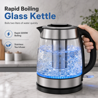 ☕ Save 50%! ⚡ Glass Electric Kettle – 2L, auto shut‑off & overheat protection ✨