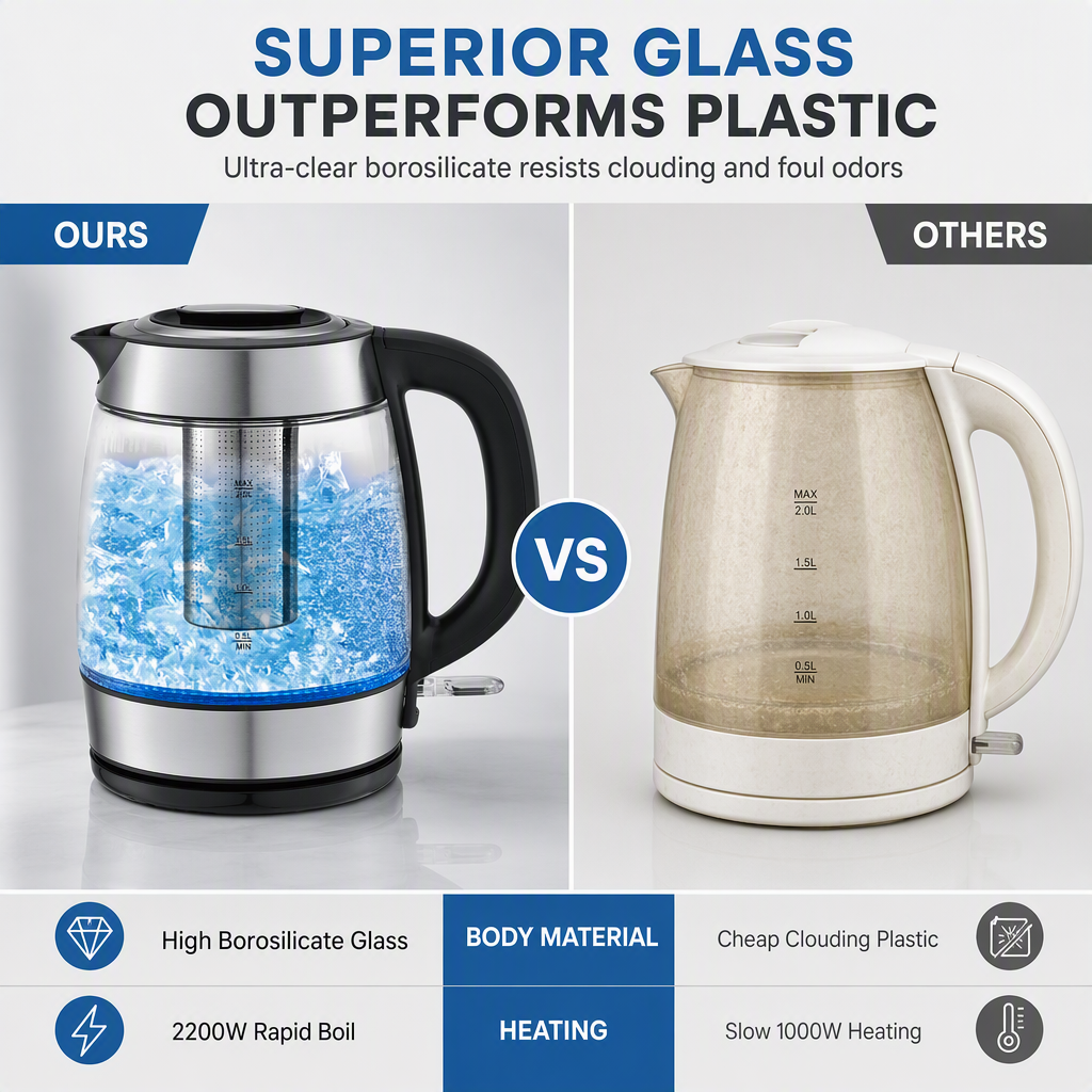 ☕ Save 50%! ⚡ Glass Electric Kettle – 2L, auto shut‑off & overheat protection ✨