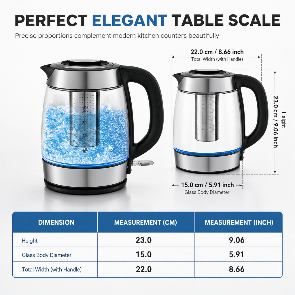 ☕ Save 50%! ⚡ Glass Electric Kettle – 2L, auto shut‑off & overheat protection ✨