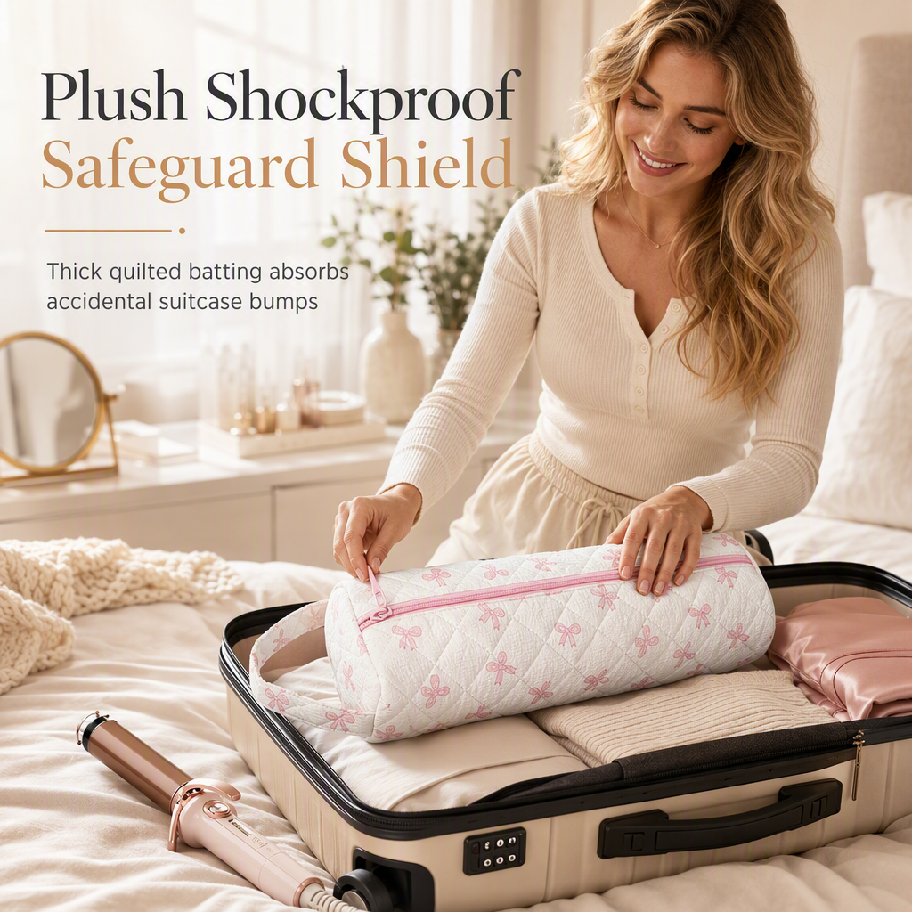 ⏳🔥LIMITED-TIME 50% OFF! ⏰Portable Quilted Travel Storage Bag with Handle for Hair Dryer Curling Iron and Hair Straightener🐆