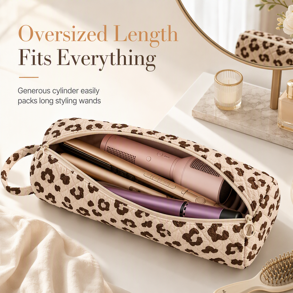 ⏳🔥LIMITED-TIME 50% OFF! ⏰Portable Quilted Travel Storage Bag with Handle for Hair Dryer Curling Iron and Hair Straightener🐆