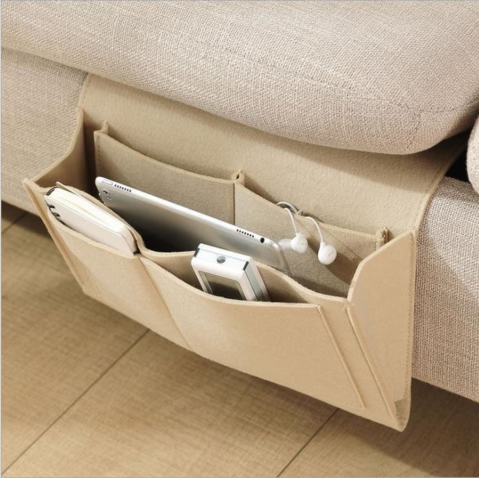 🛏️50% OFF NOW! Bedside Hanging Storage Bag‑Multi‑Pocket Bed Caddy Organizer, Felt Hanging Pouch for Dorm Bunk Bed Hold Tablet Book Phone Stationery