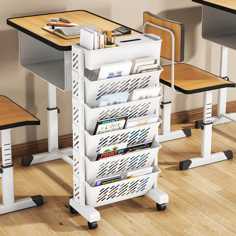 📚 LIMITED‑TIME 60% OFF! 🛞 Movable Bookshelf on Wheels – 5/6 Tiers, 45° Angled, Lockable Casters 📖