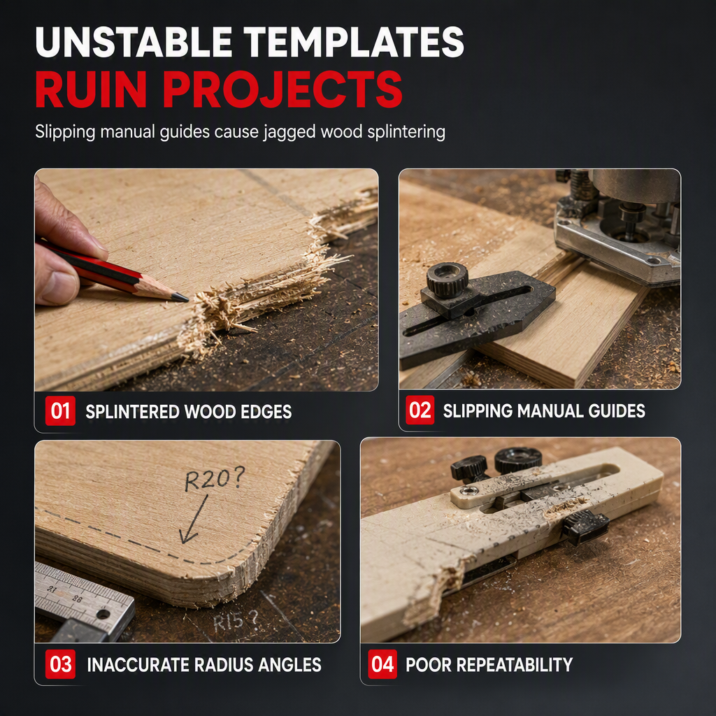 ⏳🔥LIMITED-TIME 50% OFF! ⏰🔧 Router Template – Round Corner R Angle Jig, CNC Machined Alloy & Non-Slip Stop Blocks – For Woodworking & Wardrobe DIY 📐🛠️