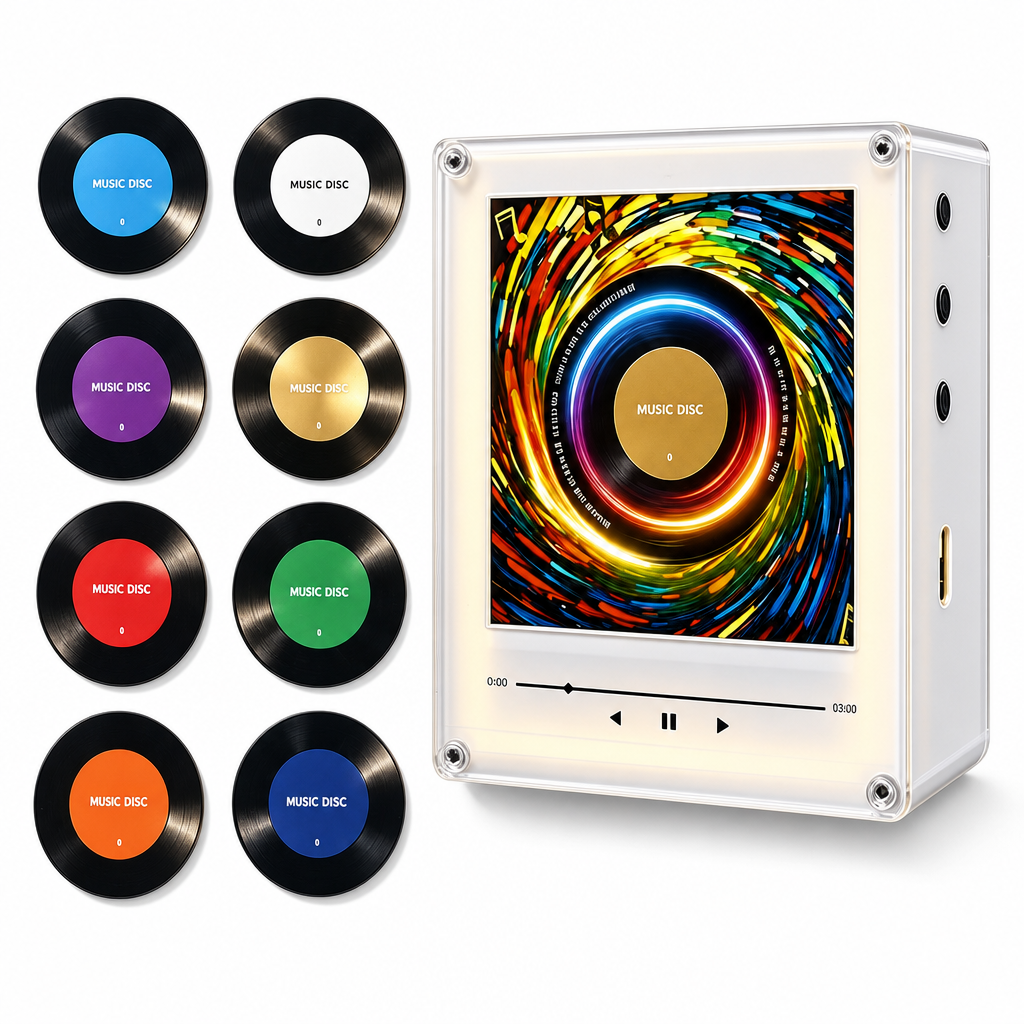 ⏰ NFC Magnetic Fridge Music Box – Tap to Play, 360° Rotating LED Light 🧲