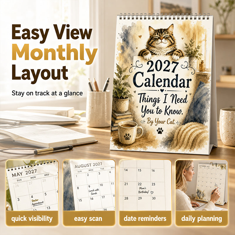 🐱🔥 50% OFF! 2027 A Cats Life Wall Calendar – Monthly Cute Cat Photos, Large Date Grid, Holiday Markings, Thick Paper, Hang-Anywhere Home & Office Decor ✨