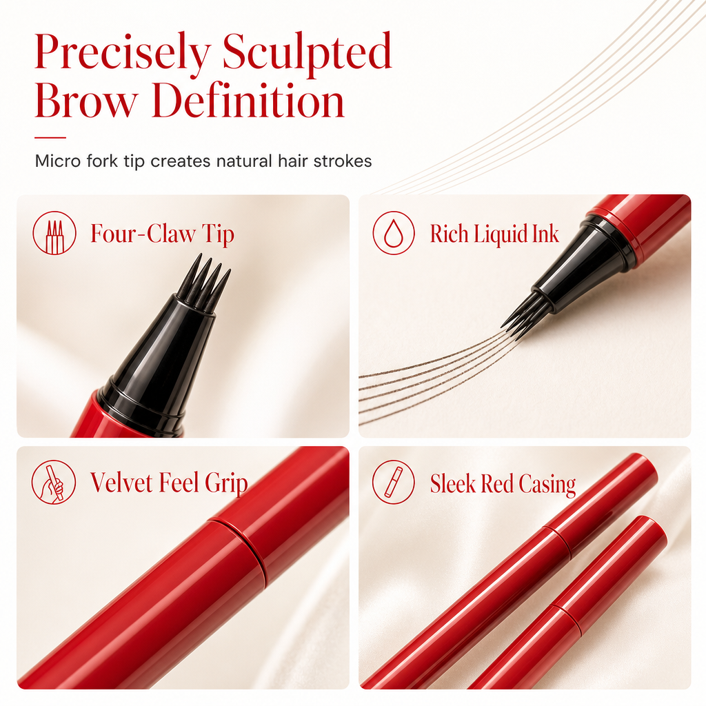 ✍️ 4-Tip Liquid Eyebrow Pen | Natural-Look Strokes