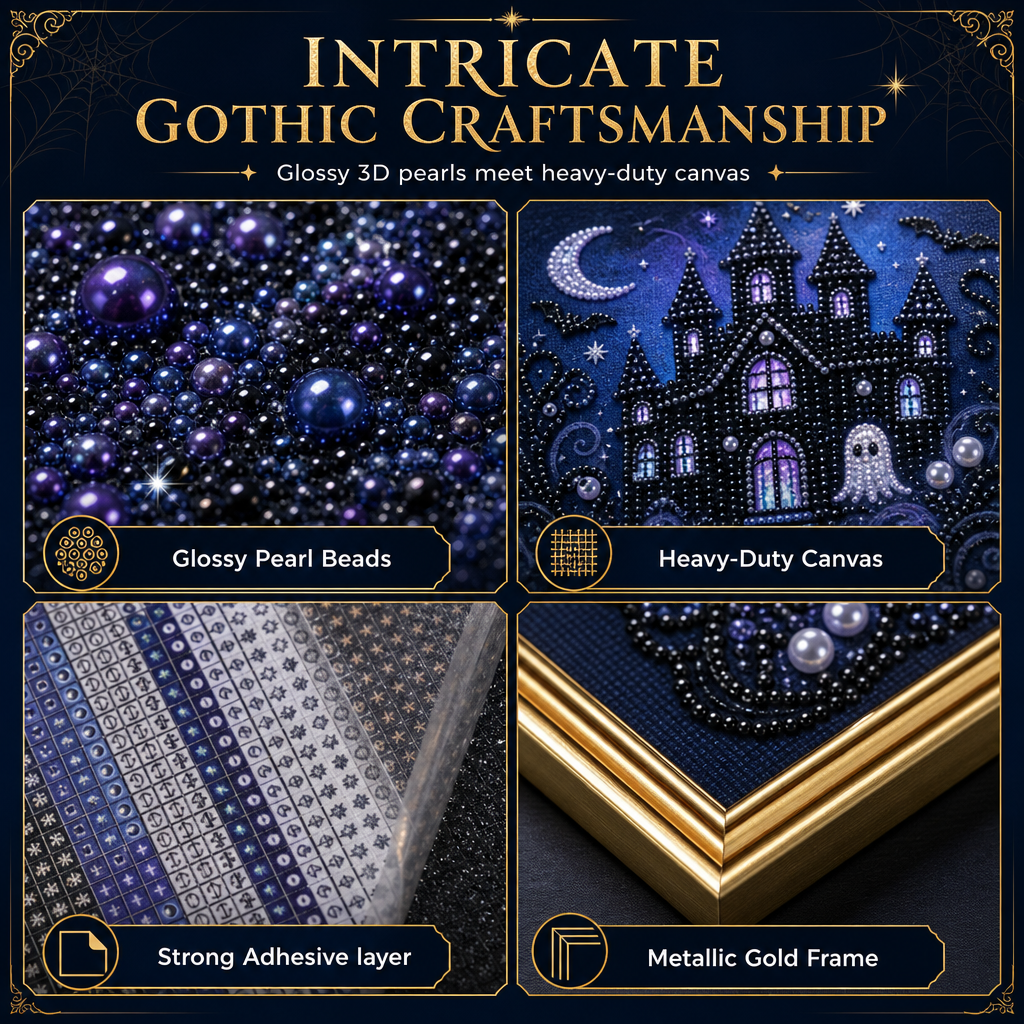 🦇 3D Pearl Gothic Art Kit | Halloween DIY
