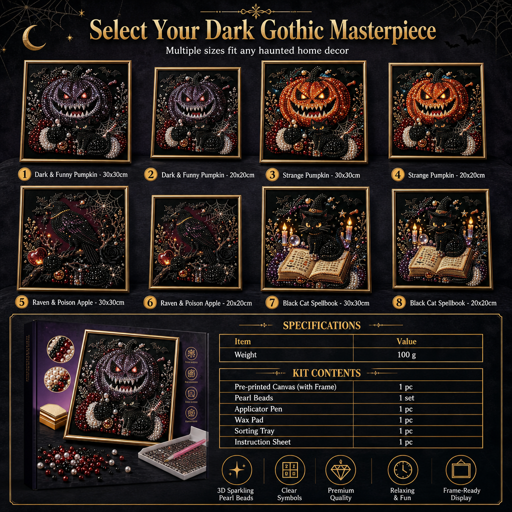 🦇 3D Pearl Gothic Art Kit | Halloween DIY