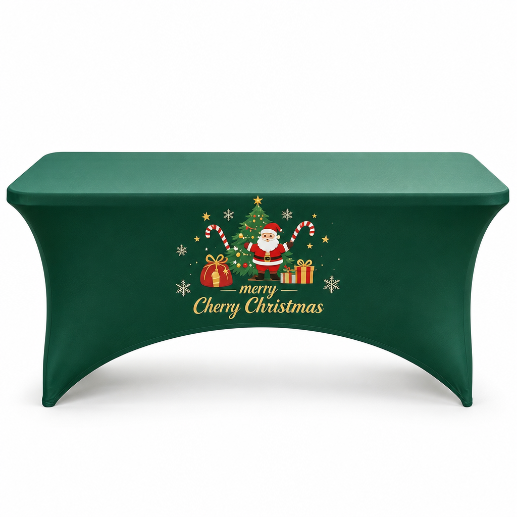 Christmas Stretch Fitted Table Cover for Rectangular Tables