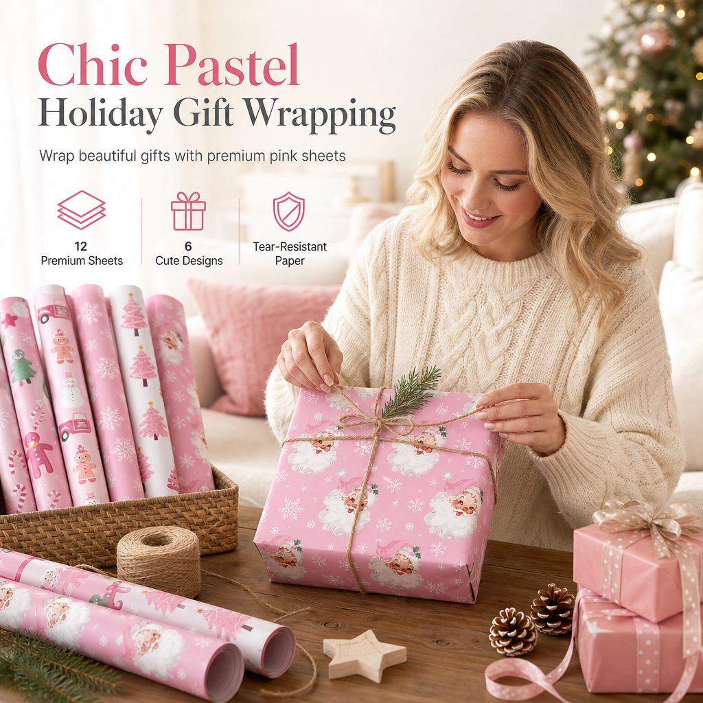 12 Sheets Christmas Snowman Gift Box Wrapping Paper