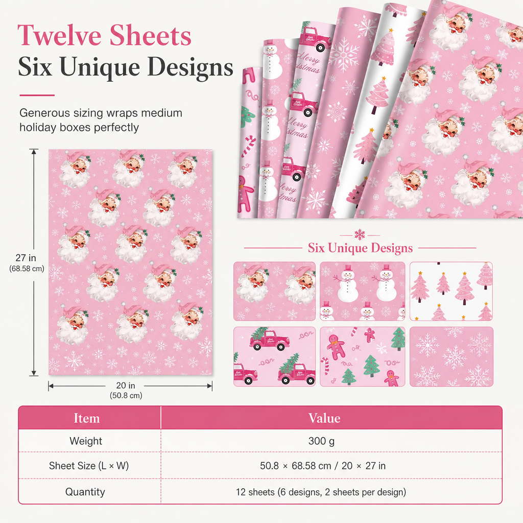 12 Sheets Christmas Snowman Gift Box Wrapping Paper