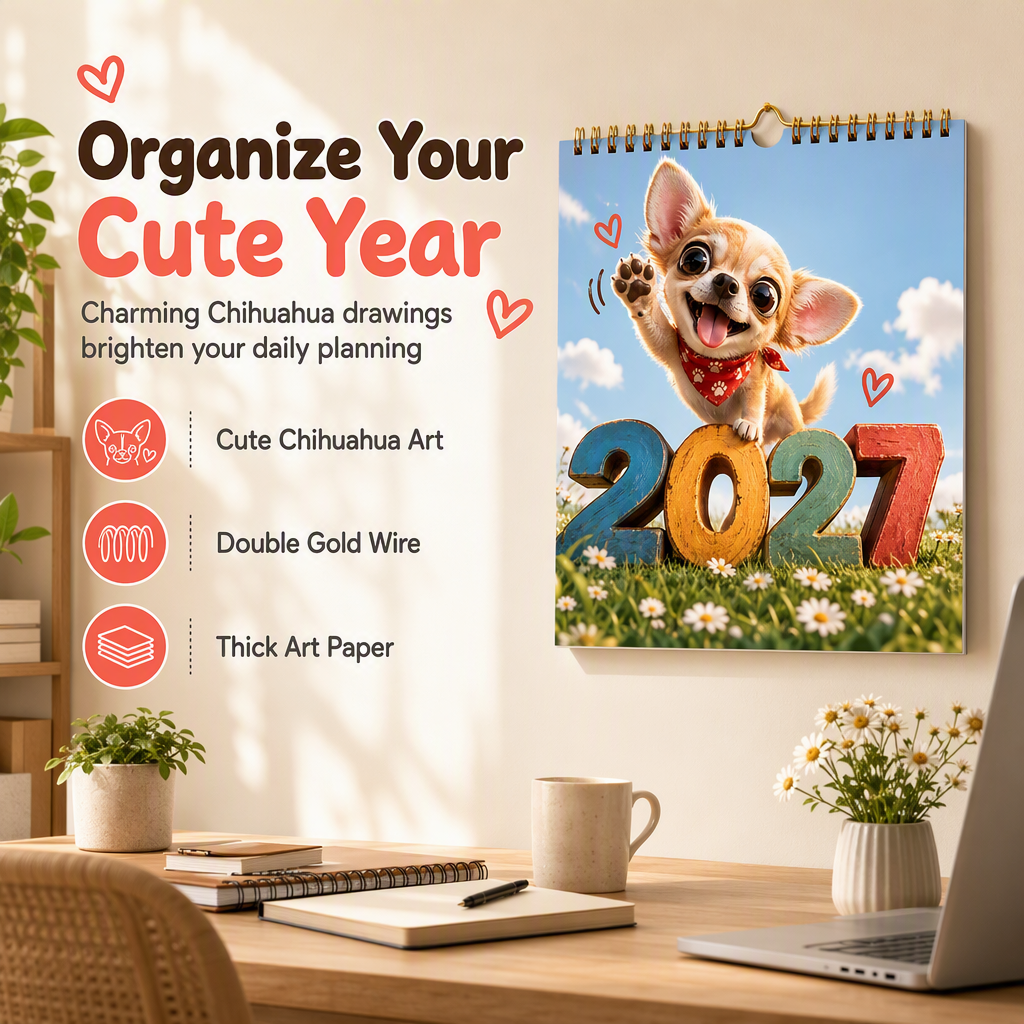 🎄🎁Christmas Sale 🐕Chihuahua 12 Month Wall Calendar