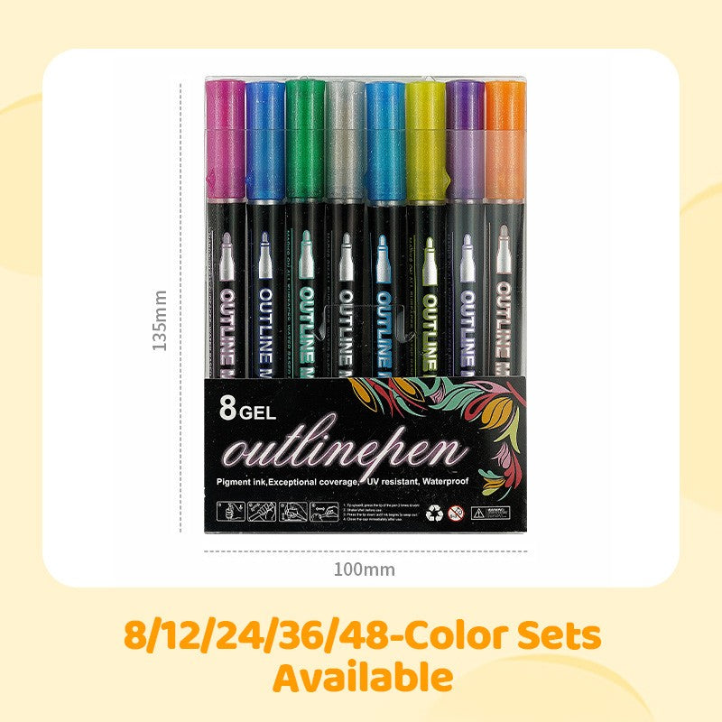 Outline Shimmer Markers, 36 & 48 Glitter Metallic Gel Pens for Coloring, Tween Teen Girl Christmas/Birthday Gifts Trendy Stuff,