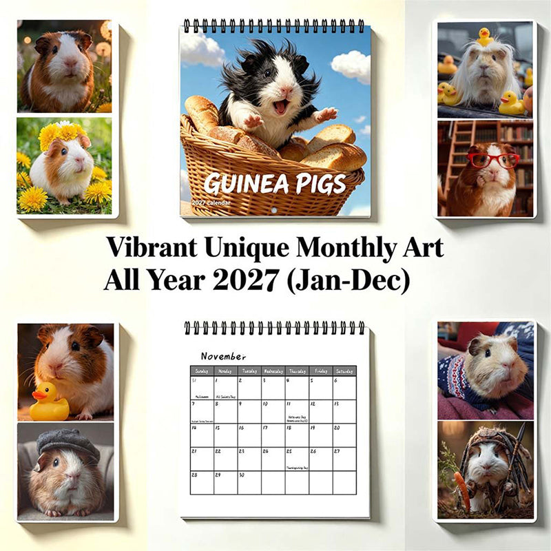 🗓️🔥2027 Funny Adorable Guinea Pig Wall Calendar