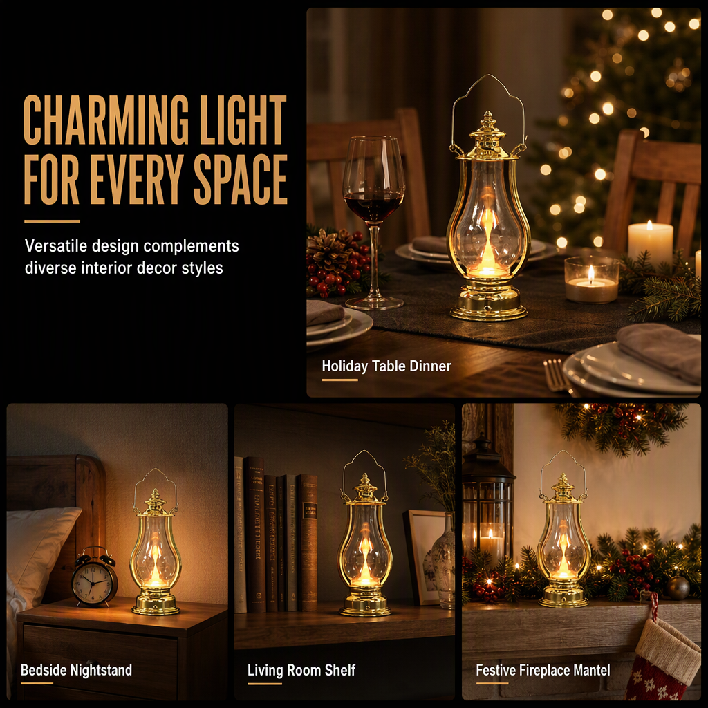 Add Warm Glow Instantly! No-Flame Flickering LED Kerosene Lantern