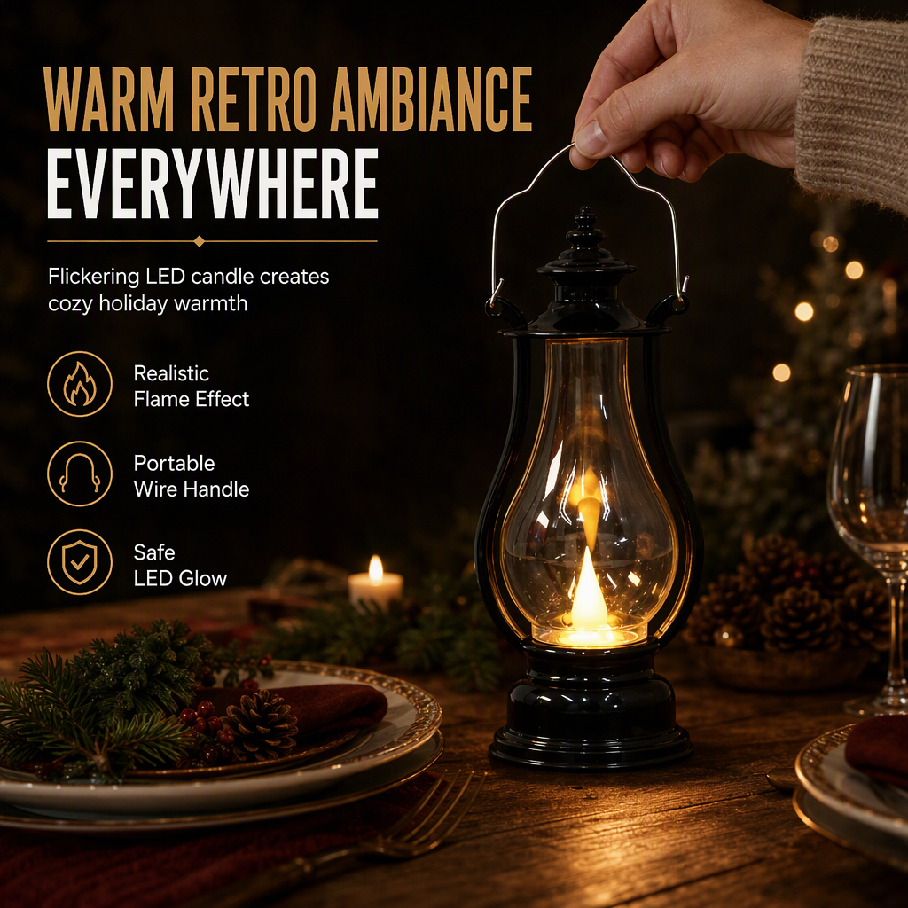 Add Warm Glow Instantly! No-Flame Flickering LED Kerosene Lantern