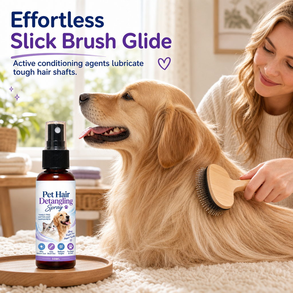 🥳2026 HOT SALE🥳💞50K+ SOLD! 🐾✨ 50% OFF! Pet Detangling & Smoothing Spray – loosens tangles, reduces brushing friction, leaves coat smooth & cared for. Easy everyday grooming! 🛡️💚