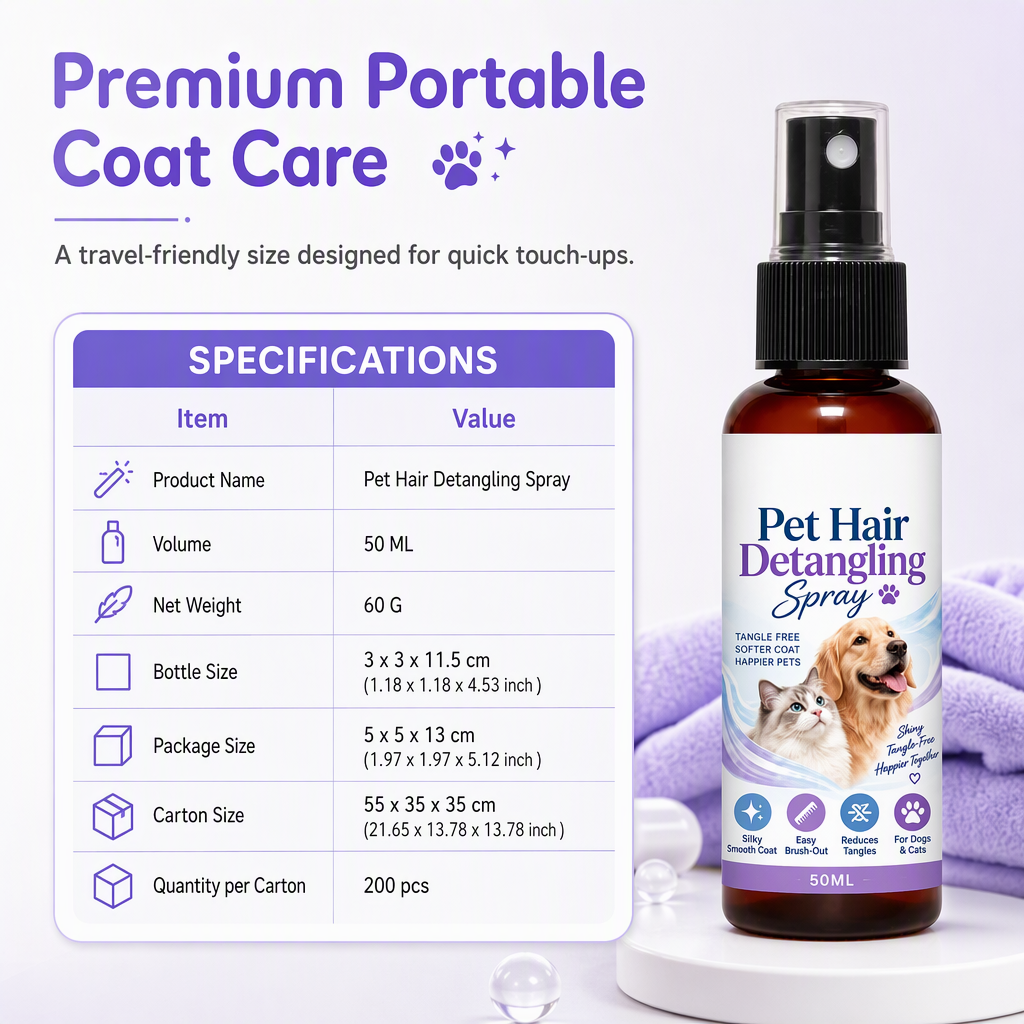 🥳2026 HOT SALE🥳💞50K+ SOLD! 🐾✨ 50% OFF! Pet Detangling & Smoothing Spray – loosens tangles, reduces brushing friction, leaves coat smooth & cared for. Easy everyday grooming! 🛡️💚