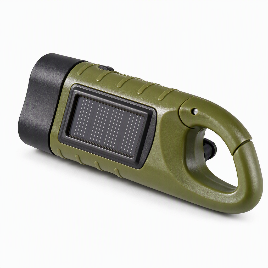 Portable Hand Crank and Solar Powered Flashlight