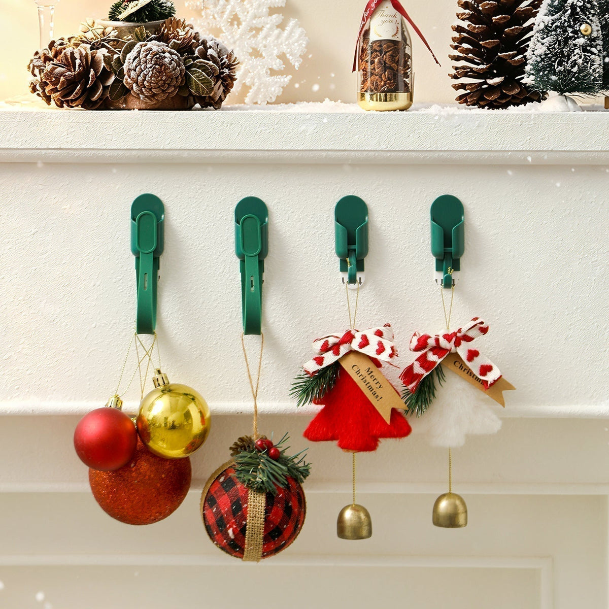 🎄  50% OFF! 🎁 Silicone Christmas Wreath Ties & Traceless Hooks – Reusable, Damage-Free Holiday Decor Hanging Kit ✨