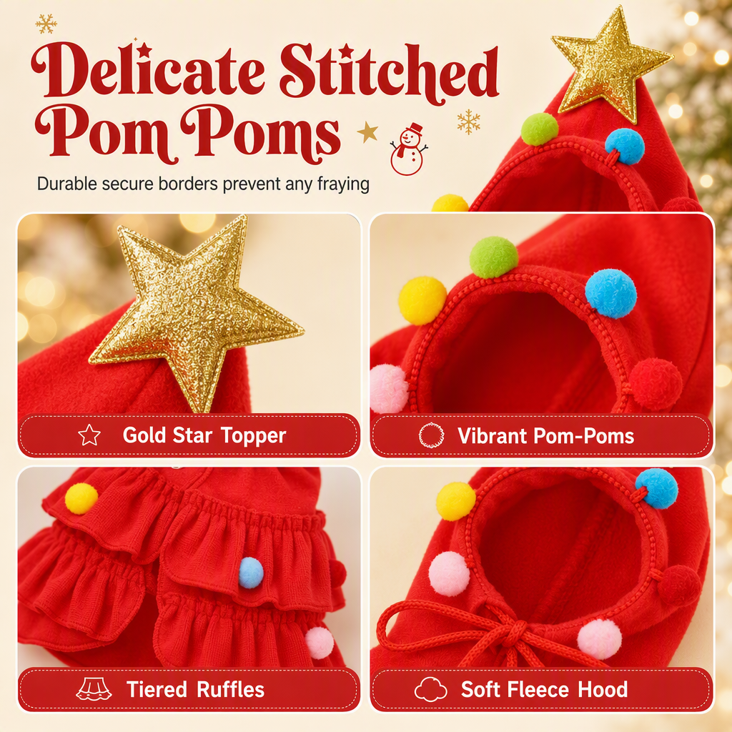 🌲Xmas Hot Sales - Just ￡7.99😍Christmas Tree Pet Cape Cloak for Cats & Dogs