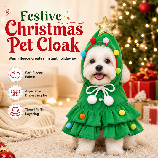 🌲Xmas Hot Sales - Just ￡7.99😍Christmas Tree Pet Cape Cloak for Cats & Dogs