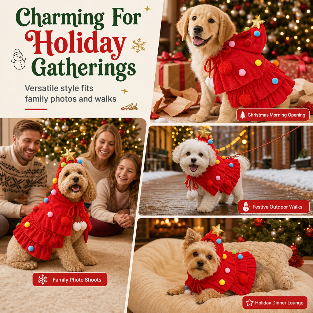 🌲Xmas Hot Sales - Just ￡7.99😍Christmas Tree Pet Cape Cloak for Cats & Dogs