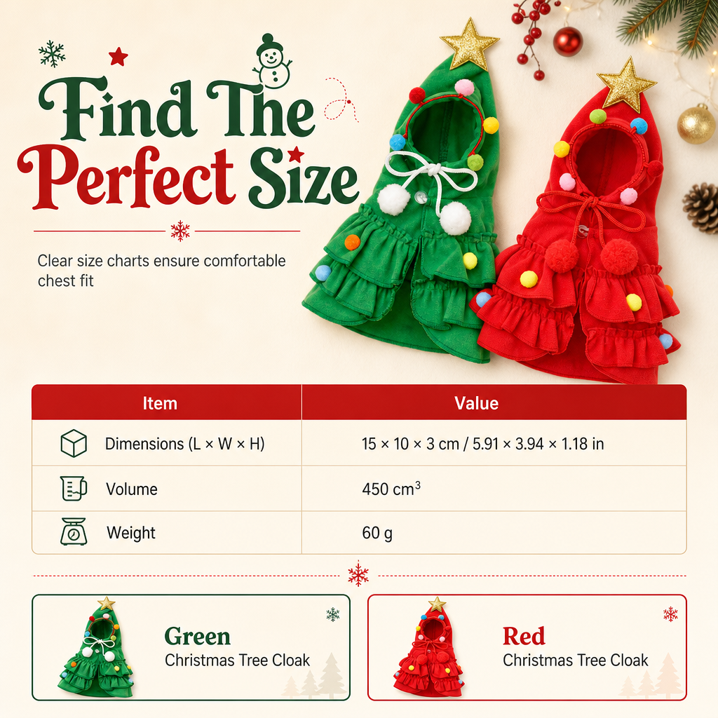 🌲Xmas Hot Sales - Just ￡7.99😍Christmas Tree Pet Cape Cloak for Cats & Dogs