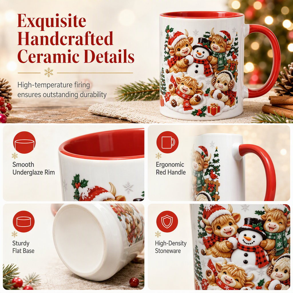 ☃️ Festive Snowman Ceramic Mug – Cozy Christmas Coffee & Hot Cocoa Cup