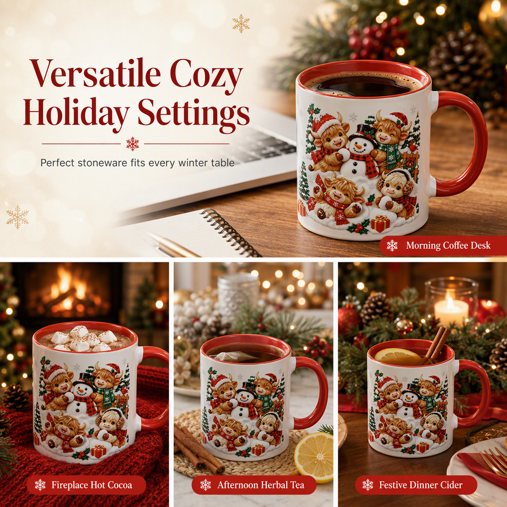 ☃️ Festive Snowman Ceramic Mug – Cozy Christmas Coffee & Hot Cocoa Cup
