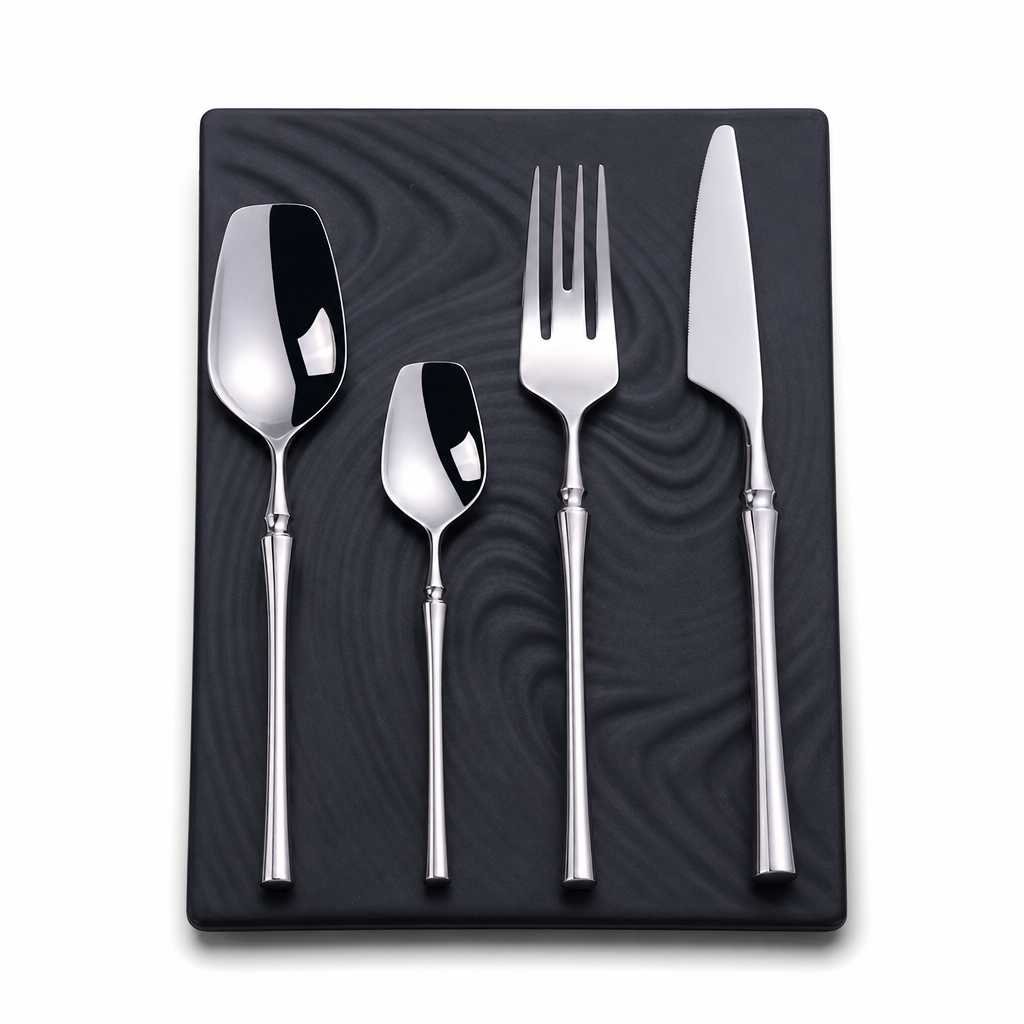 🍴 Stainless Steel Flatware Set: 304 Steel, 5 Finishes, 4/24 Pieces, Slim Profile