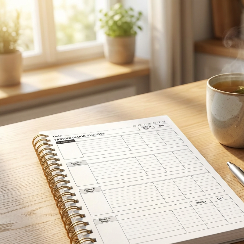 Diabetes Tracker Book with Food List