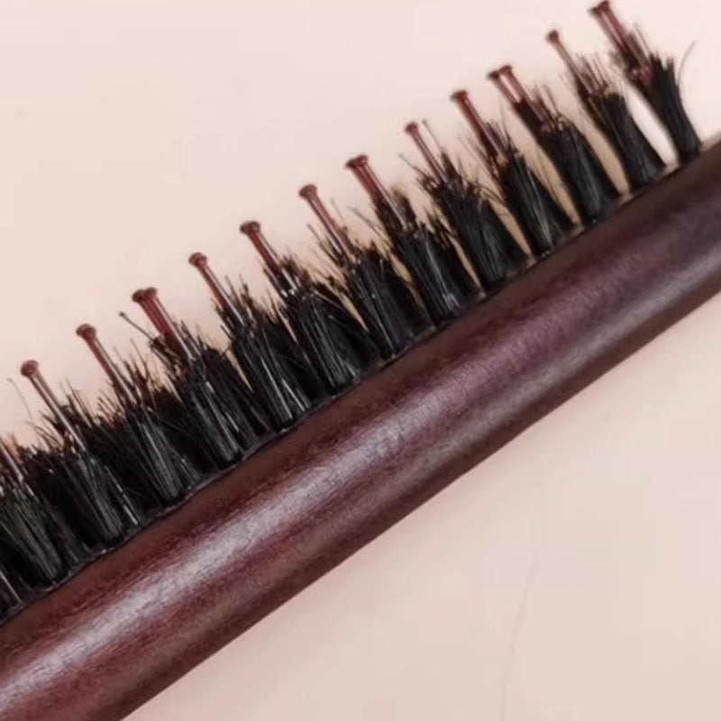 Natural Bristle Hair Styling Comb with Wooden Rat-Tail Handle