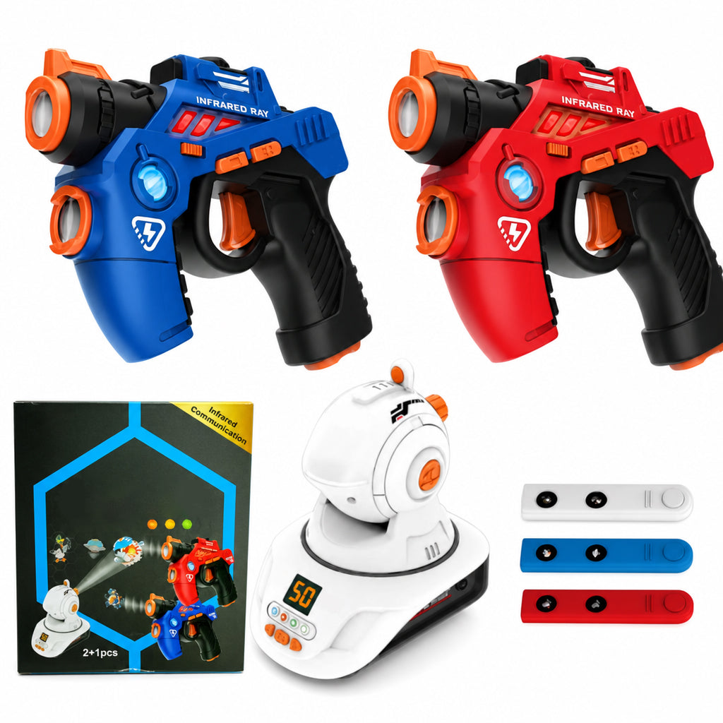 Kids Infrared Laser Battle Toy Gun Set with 2 Mini Pistols and 1 Projector featuring Sound and Light