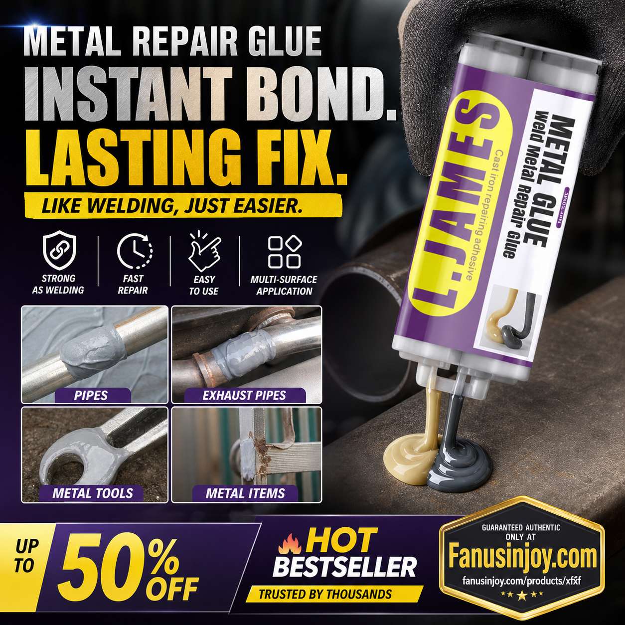 🏭Factory Authorized Exclusive Sale 🎁 50% OFF！⚙New Metal Repair Glue!🔥Metal Glue - Weld Metal Repair Glue✨